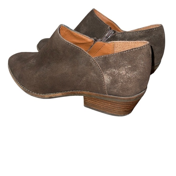 Lucky Brand Women's Booties Size 8M Brown w/Gold Flecks Leather Block Heel Zip - Picture 5 of 11